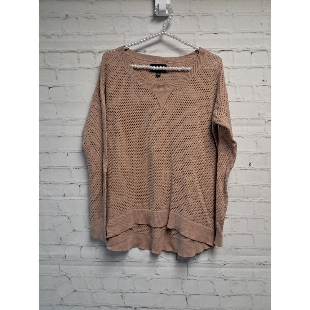 Women's American Eagle Outfitters Tan Open-Knit Mesh Pullover. Size Large